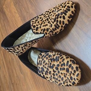 Birdies The Starling Leopard Print Calfhair Loafers